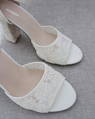 ivory wedding block heels
