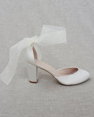 Satin Block Heel with Wrapped Ankle TieWomen Shoes