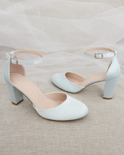 Light Blue Satin Women Heels