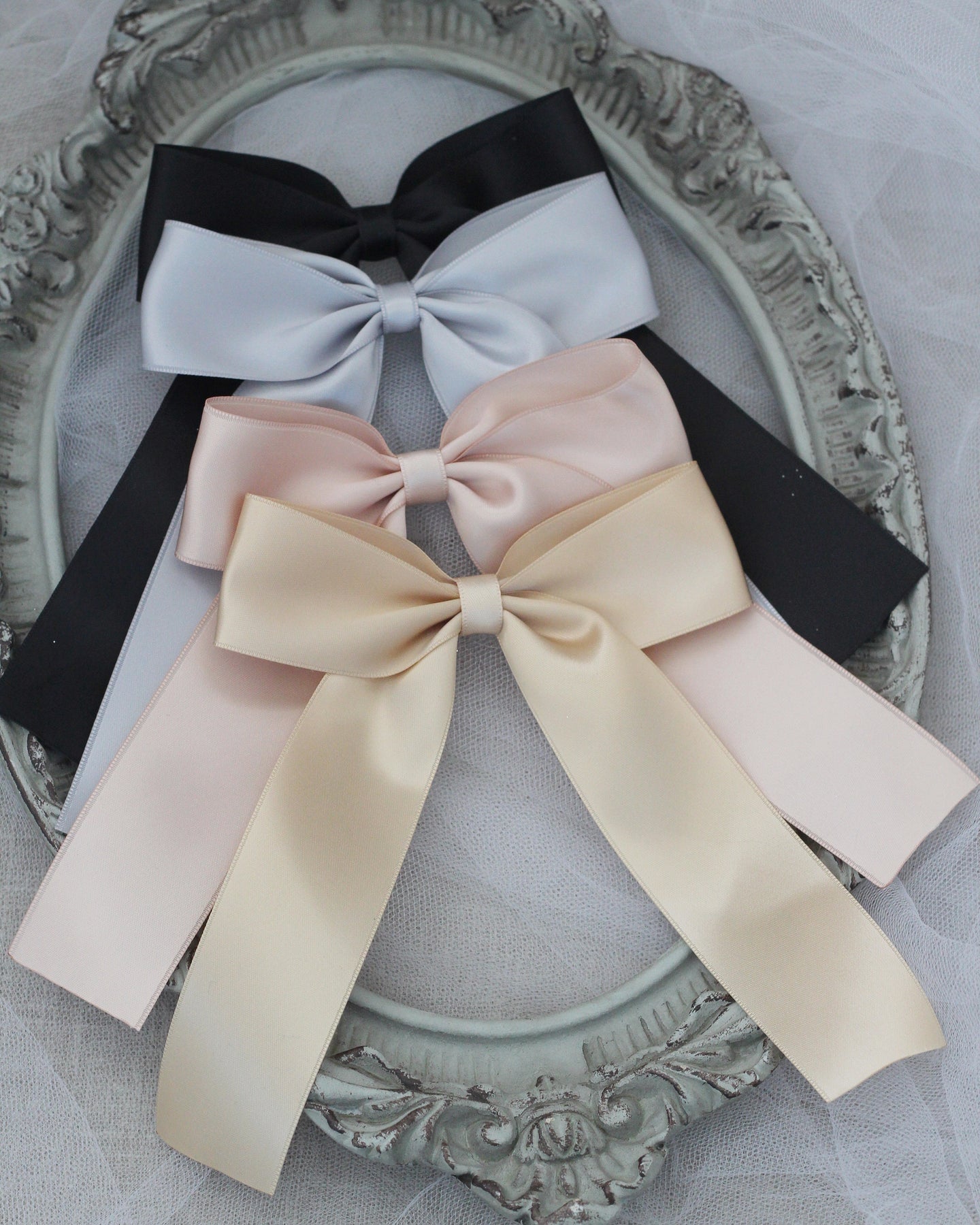 Cheap Hair Bows for Women Hair Bow Clips, Bow Hair Clips with Long Tail,Bow  Ribbons for Hair,Solid Tassel Hair Clip Bow
