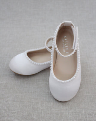Satin Flats with Mini Pearls