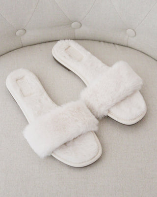 ivory faux fur sandals
