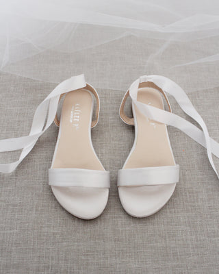 Satin Flat Sandal with Ballerina Lace UpWomen Shoes