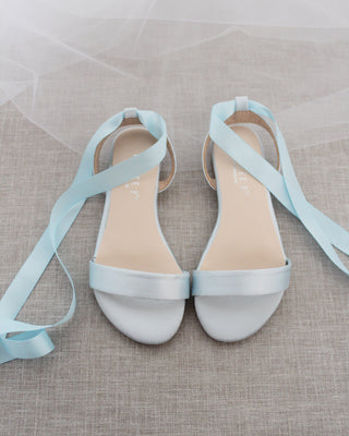 Satin Flat Sandal with Ballerina Lace Up