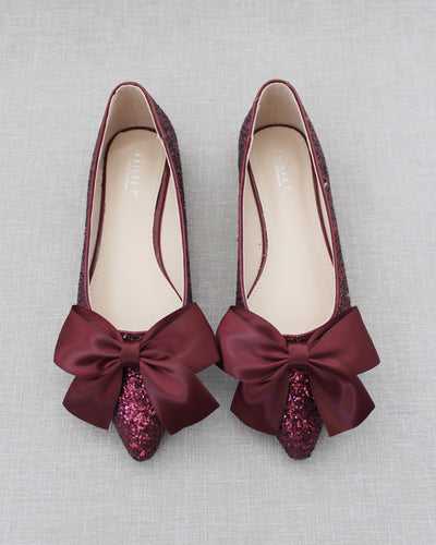 burgundy glitter flats