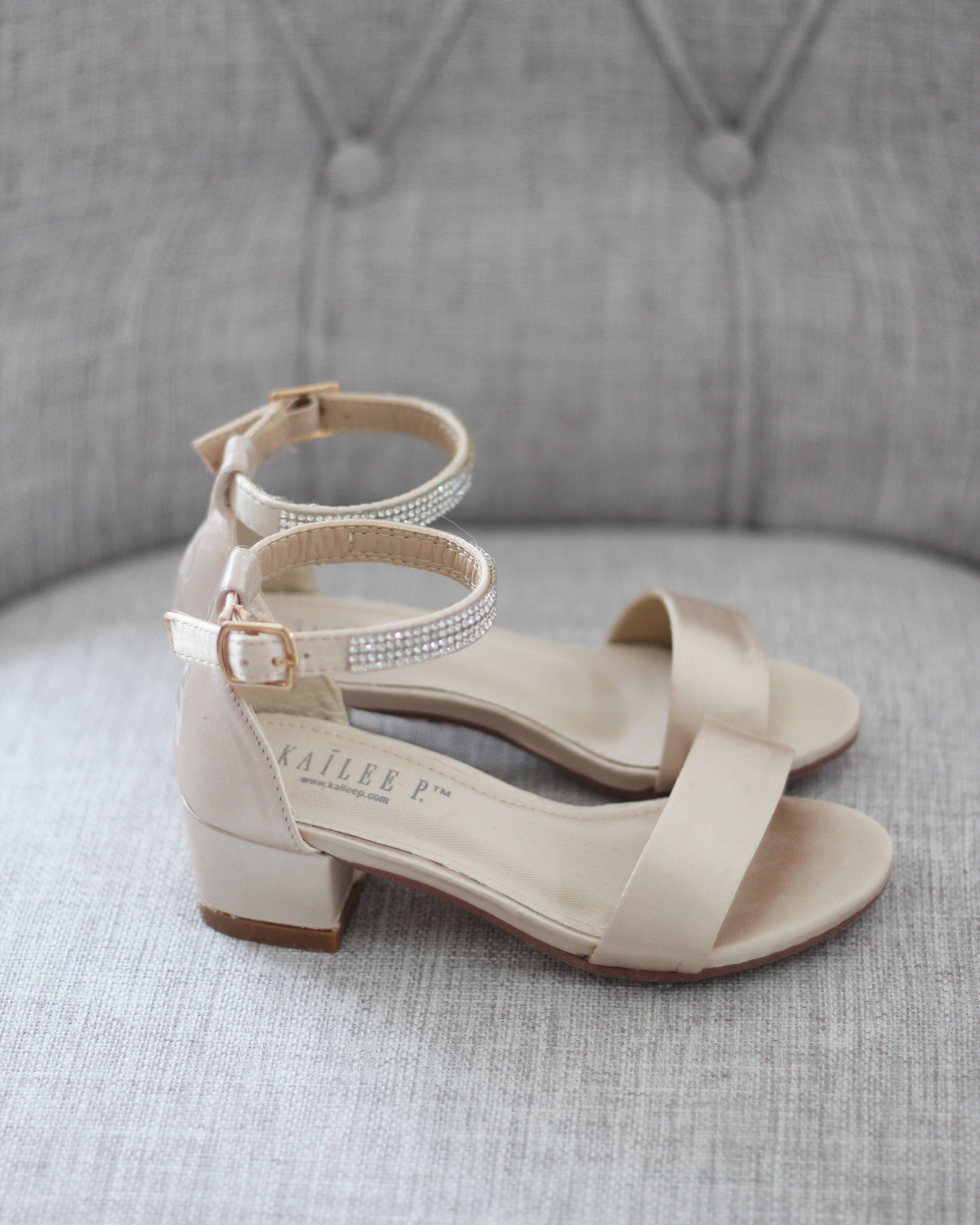 Asymmetric Bow Low Block Heel Bridal Shoes | Bella Belle