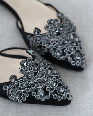 black satin flats