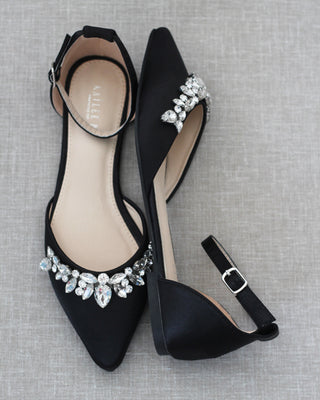black satin flats